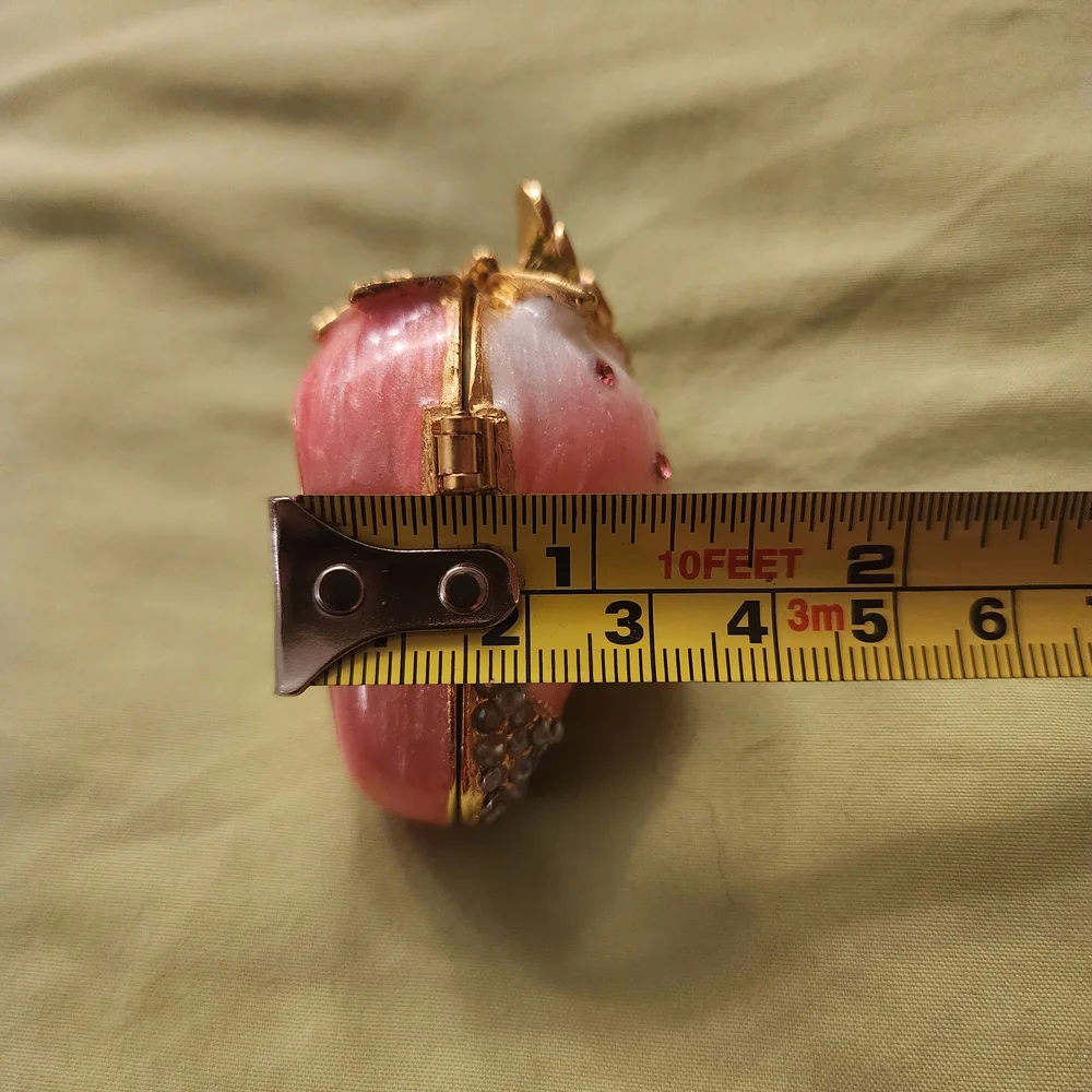 Pink Strawberry Trinket Jewelry Box Proposal Ring Box Rhinestone Enamel